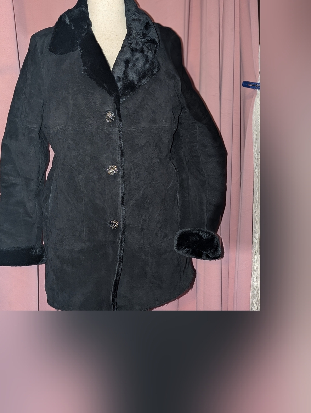Vintage MARVIN RICHARDS Plush Lined Leather Coat Large